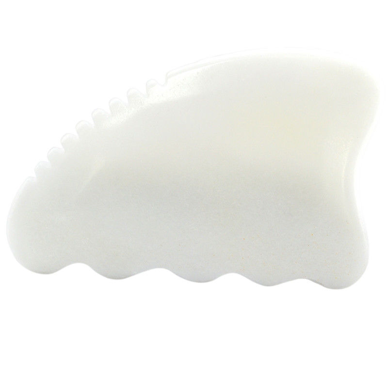 Logo personnalisé Disponibled Massageur facial en pierre Gua Sha de jade blanc pour le traitement anti-âge