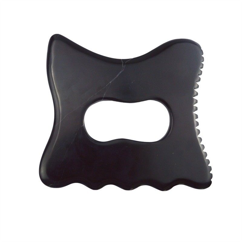 Logo personnalisé disponibled Black Bian Stone Outil de massage Gua Sha avec poignée Équipement de massage corporel Guasha Stone Self Skin Care