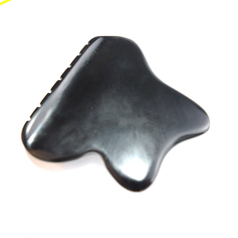 Cap de massage du cuir chevelu Outil de Guasha Jade Gua Sha Pierre avec nature Noir Bianstone Face Propriétés de Guasha