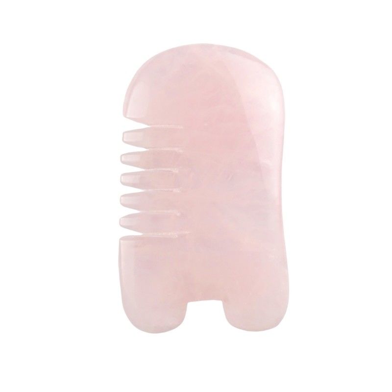 Rose Quartz Gua Sha Peigne de massage du cuir chevelu Outil de massage de la tête Outils de soins de la peau Spa soins personnels Équipement de beauté de lifting du visage