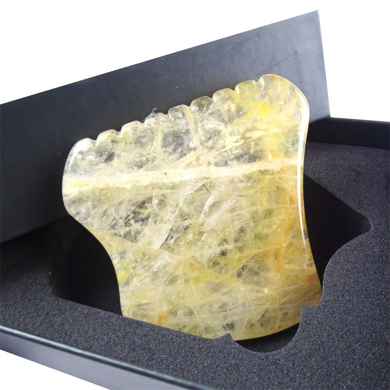 Logo personnalisé disponibled Pierre jaune de citrine Gua Sha Massageur outils de massage du visage Visage Avec Logo Jade Guasha Pierre de massage