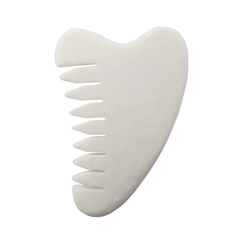 Zone de massage complet du corps Peigne de cheveux en jade blanc naturel Xiuyan Gua Sha Outils Massageur de cuir chevelu en jade pour soulager la tension du cuir chevelu