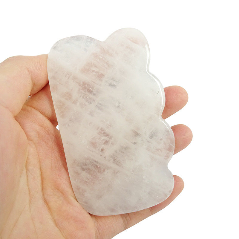 Gua Sha cristallin blanc Jade naturel Guasha outils faciaux pour le massage du corps SPA Acupuncture visage Cou et soins de la peau des yeux Cadeau