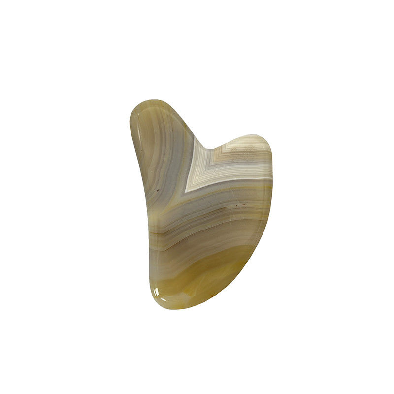 Agate rayé Jade en forme de cœur grattant Gua Sha Massage pour la réparation des mains et le lifting naturel de la peau