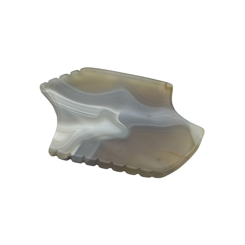 Masseur corporel portable à gratter en pierre d'agate gris pour le gua sha de jade naturel et le lifting de la peau
