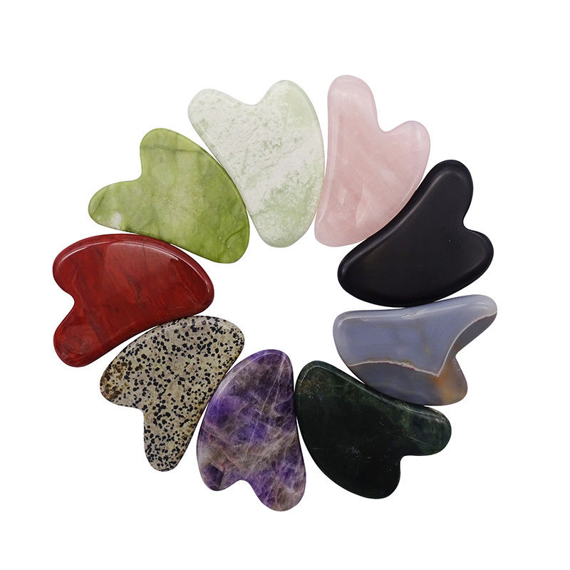 Massageur en forme de cœur Gua Sha Board Jade Stone pour le massage du visage SPA Traitement d'acupuncture