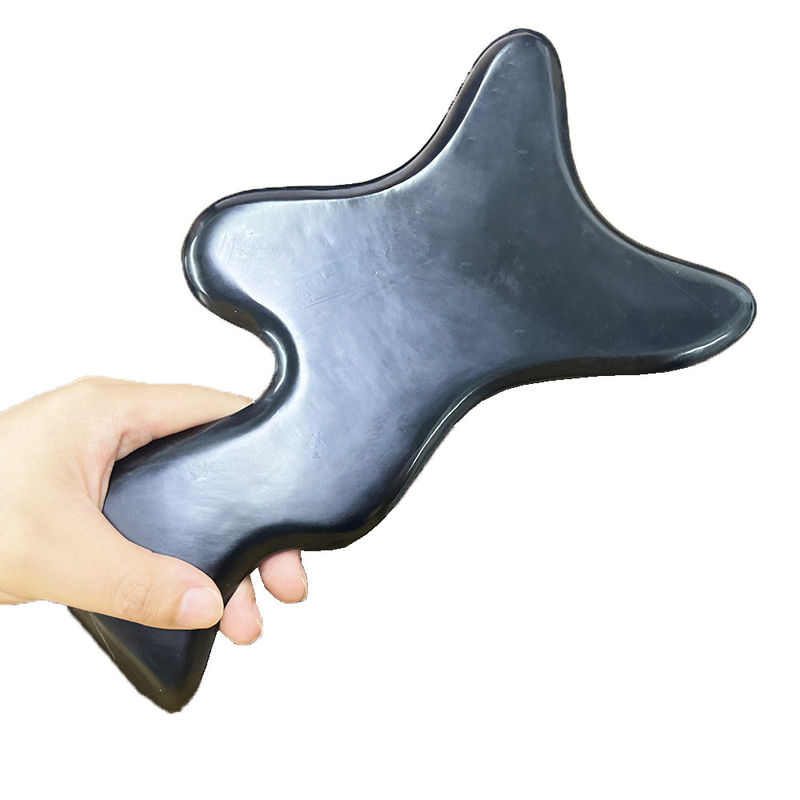 Produits de soins corporels Goua Sha Board Logo Support personnalisé Logo personnalisé Polygonal Black Bianstone Jade Massage Tool