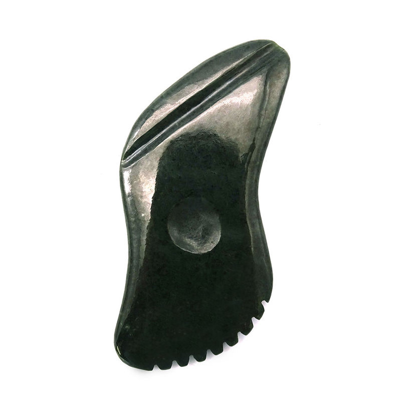Néphrite vert foncé naturel Jade Gua Sha Massage du corps Outils de grattage traditionnels pour le corps entier 11,8cm*6cm*0,9cm