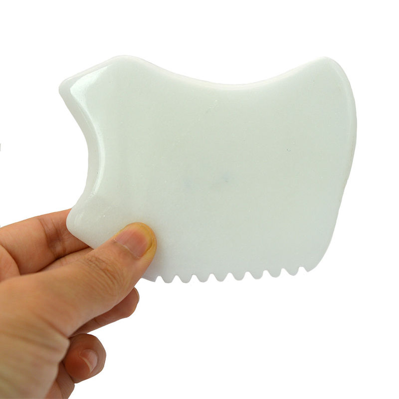 Outil de massage Gua Sha de jade blanc pour masseur facial et corps SPA Acupression 9.5cm*7.5cm*0.7cm