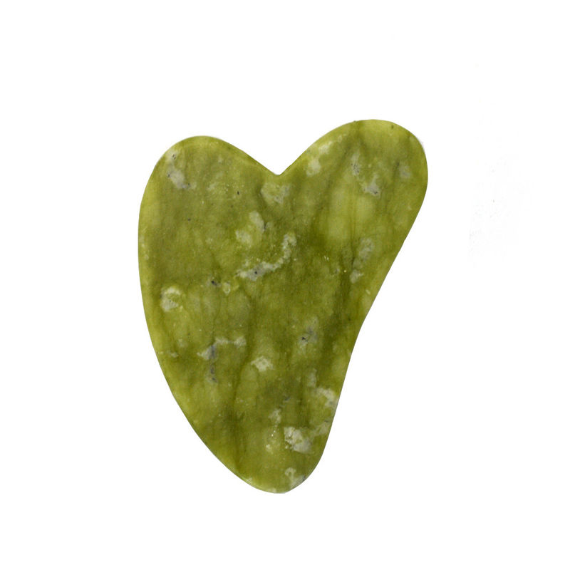 Vert 7.6cm*5.5cm*0.2cm Xiuyan Jade Forme de cœur Facial Jade Guasha Massageur Tableau Gua Sha Massage Outil pour les soins de santé