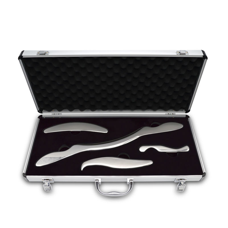 Outils de massage métalliques pour Guasha Ensemble de 4 en acier inoxydable Gua Sha grattage du corps Guasha massage