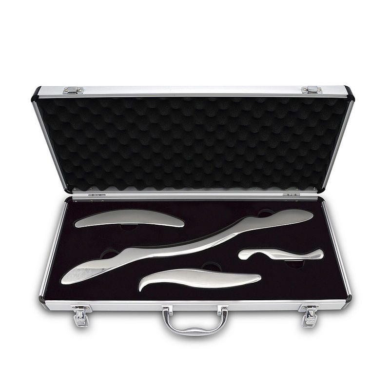 Outil Gua Sha en acier inoxydable 4 en 1 Grattage de Guasha Massage Solution de personnalisation du logo