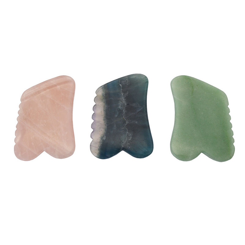 2024 Rose Quartz Vert Aventurine Fluorite Gua Sha Outils pour le lifting du visage et anti-âge Promouvoir la désintoxication de la peau