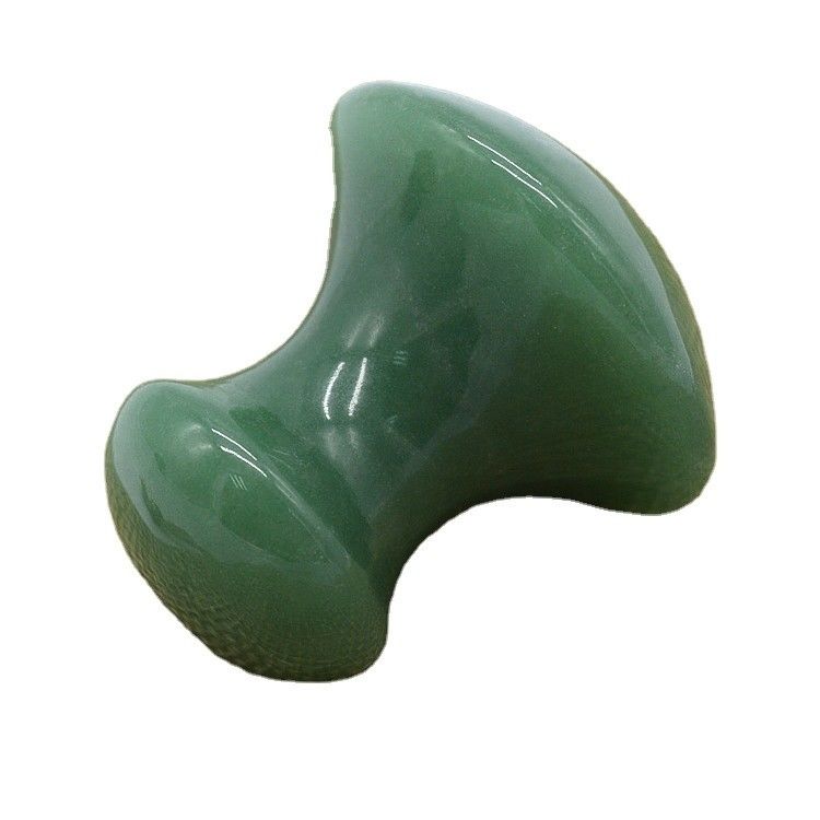 Pierre de massage Gua Sha en forme de champignon Aventurine verte artisanale outil pour le rajeunissement du visage