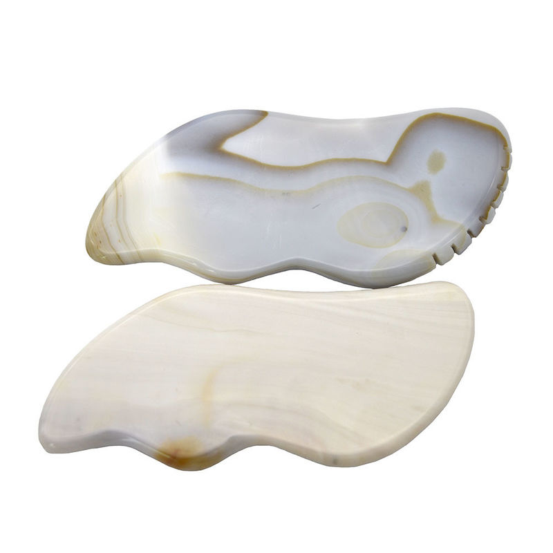 7.5*6.5cm Agate gris naturel Gua Sha Outils pour gratter le masseur Propriétés du masseur