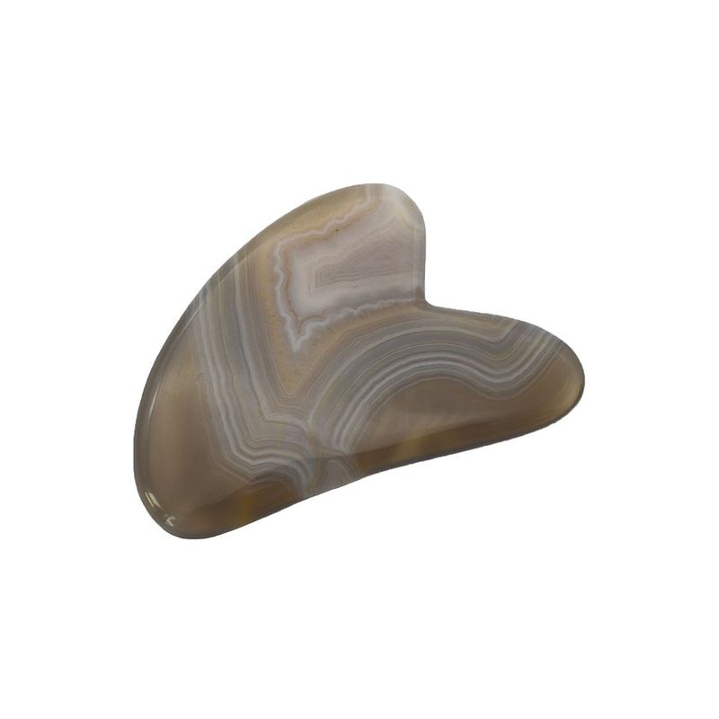 8*5*0,4cm Tablette traditionnelle en forme de grattoir Guasha pour outil de massage du visage Couleur grise Coeur Agate Gua Sha Thérapie d'acupuncture