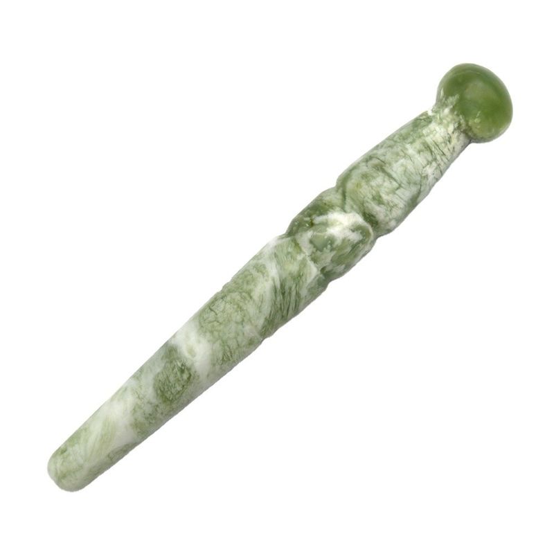 Gua Sha point de massage acupression Guasha masseur autocollant à main faite de jade vert naturel bâton de massage pour les propriétés des pieds