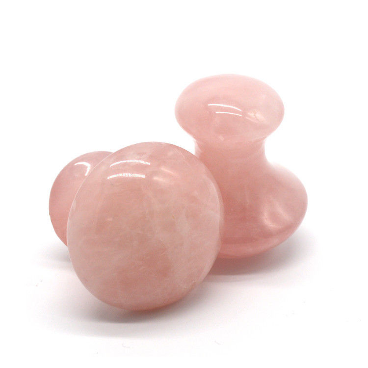 MM Taille Rose Quartz Pierre de massage en forme de champignon chaud Kit de massage en pierre pour Spa et beauté OEM